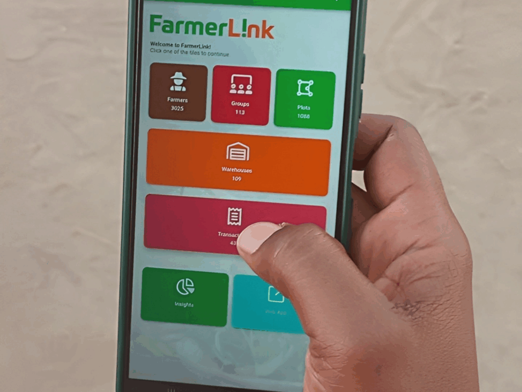 The FarmerLink app helps farmers track plots, monitor GAP, and access support with transparency and traceability.